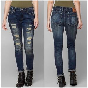 Remix by Rock Revival Ankle Skinny Jean Destroyed Indigo Blue Grunge Size 25